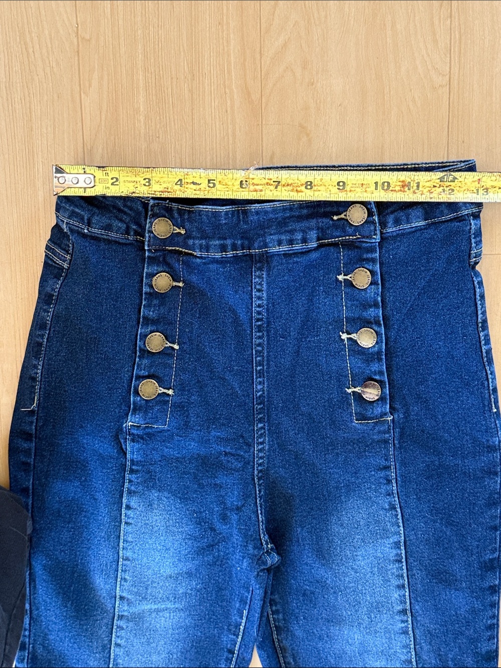 WOMENS HIGH WAIST BUTTON FRONT DARK WASH SKINNY JEANS SIZE 29 EVERYDAY STYLE - Picture 7 of 12